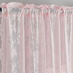 YJ YANJUN Vintage Lace Curtains 96 Inches Long 2 Panels Set Elegant Chic Floral Pink Sheer Curtain Panles for Girls Baby Living Room Bedroom Girly Preppy Room Decor Light Filtering 52" W x 96" L