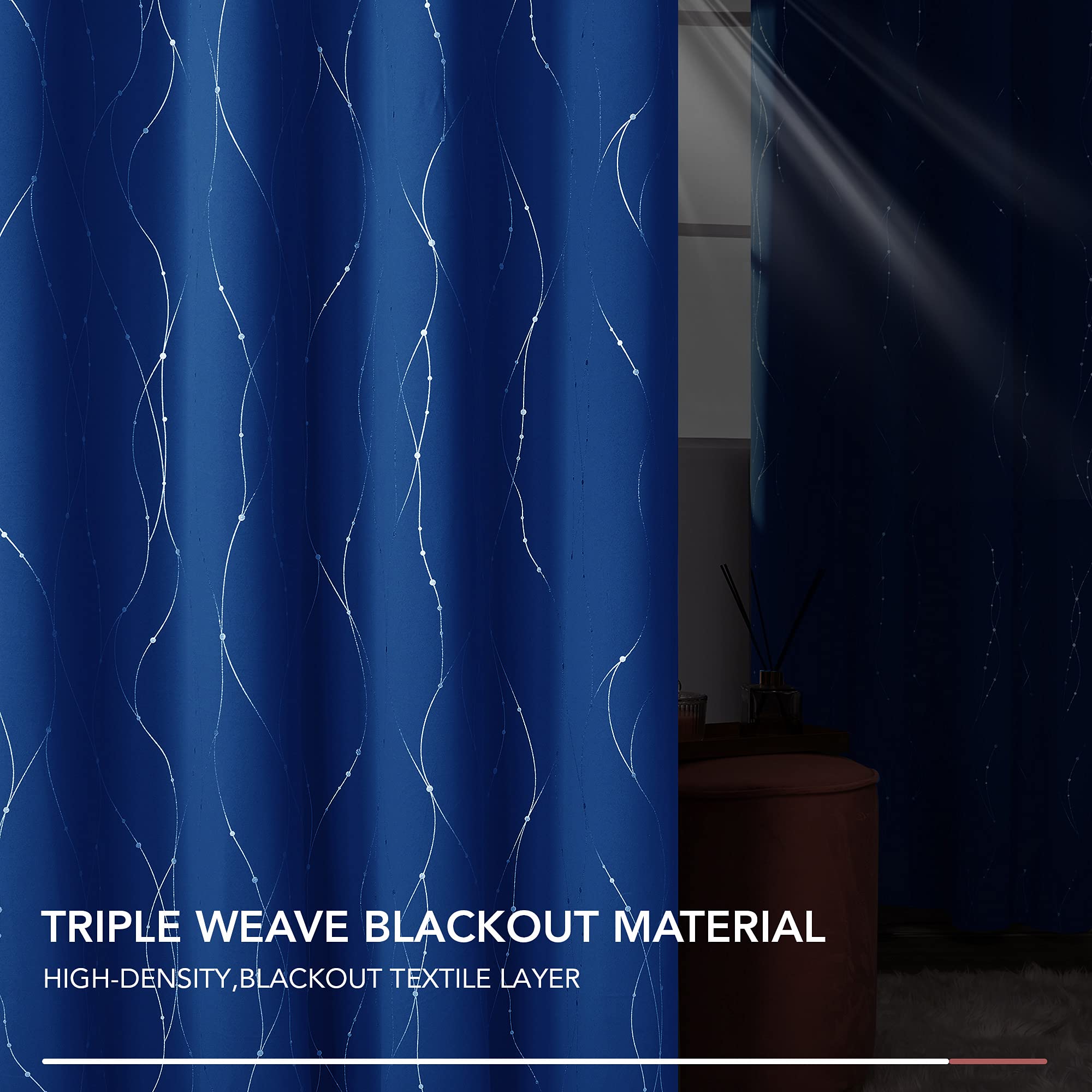 Deconovo Living Room Curtains 90 Inches Long, Blackout Curtains for Bedroom