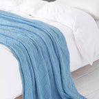 BOURINA Blue Throw Blanket 50x60 Inch Boho Knitted Soft Throw Sofa Blanket