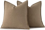 MIULEE Decorative Linen Pillow Covers 20x20 Inch Khaki Boho Farmhouse Neutral Winter Couch Throw Pillows for Bed Pack of 2 Accent Modern Pillowcase Sofa Livingroom Home Decor