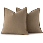 MIULEE Decorative Linen Euro Sham Pillow Covers 26x26 Khaki