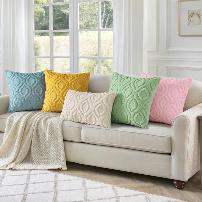 decorUhome Faux Fur Plush Soft Blue Grey Throw Pillow Covers 16x16 Set of 2