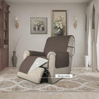 Easy-Going Recliner Chair Slipcover Reversible Sofa Cover Water Resistant Couch Cover Furniture Protector with Elastic Straps for Pets Dog (Recliner 22 inch, Taupe/Ivory)