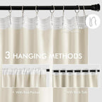MIULEE Beige White Back Tab Blackout Curtains 63 Inch Length 2 Panels Set for Living Room Bedroom Privacy, Rod Pocket/Pinch Pleat Thermal Insulated Room Darkening Pleated Light Blocking Drapes