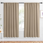 NICETOWN 2 Panels Blackout Curtains, Rod Pocket Window Curtains Room Darkning Drapes for Bedroom/Living Room, Thermal Insulated Solid Draperies for Home Office/Study, 62 by 72-Inch, Soft Taupe