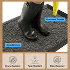 GORILLA GRIP 100% Waterproof All-Season WeatherMAX Doormat 35x23, US Designed Natural Rubber, Stain and Fade Resistant, Low Profile Indoor Outdoor Door Mats, Easy Clean Patio Mat, Slate Geometric