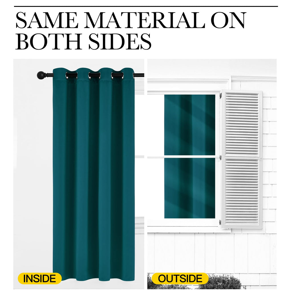 NICETOWN Faux Silk Teal Curtains & Drapes for Bedroom, Grommet Top Thermal Insulated Room Darkening Energy Saving Privacy Drapes for Nursery, 2 Panels, W52 x L63