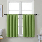 Simplebrand Ava Lime Short 36 Inches Blackout Curtain 2 Panels Set, Half Window Rod Pocket Privacy Curtain Tiers for Kitchen, Curtains Blackout for Bathroom Shades, W40 x L36 Inch, Lime
