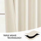 MIULEE Beige White Back Tab Blackout Curtains 52x102 Inch Long 2 Panels Set