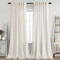 2 Panels Set Cream Linen Curtains 100 inches Long for Living Room Extra Long Back Tab Curtains Neutral Farmhouse Light Filtering Semi Sheer Linen Drapes Ceiling to Floor for Large Window Ivory