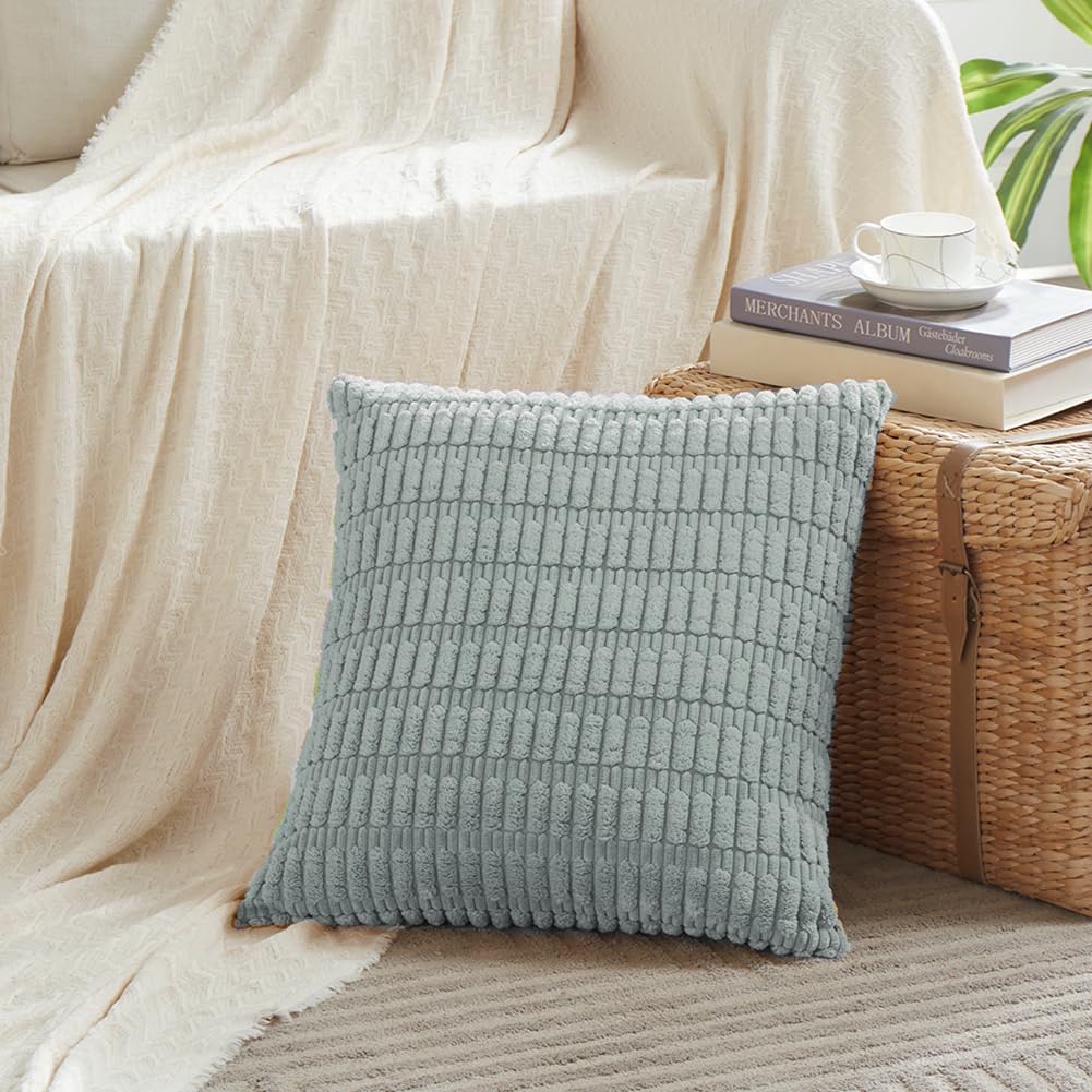 Fancy Homi 4 Packs Decorative Throw Pillow Covers for Living Room Couch Bed, Modern Farmhouse Boho Home Décor Accent Cushion Case, 14" x 14", Grey Blue