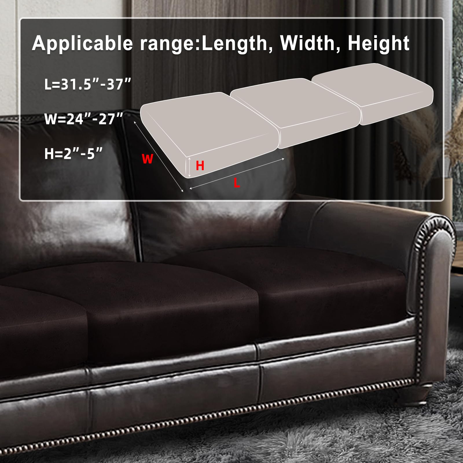 ANARACHON Leather Look Couch Cushion Covers Sofa Seat Slipcovers Sets Couches Furniture Protector for Sectional Armchair Loveseat Pets Kids Stretch Spandex Fabric (3 Cushion XL Sofa, Chocolate)