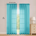 OWENIE Sheer Curtains 84 Inches Long 2 Panels Set, Sheer Turquoise Curtains for Living Room Bedroom 59 Inch Extra Wide, Modern Voile Filmy Rod Pocket Drapes, 2 Pcs, Each 59 W x 84L, Turquoise