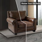 Leather Look Couch Cushion Covers Sofa Seat Slipcovers Sets Couches Furniture Protector for Sectional Armchair Loveseat Pets Kids Stretch Spandex Fabric (1 Cushion Armchair, Dark Brown)