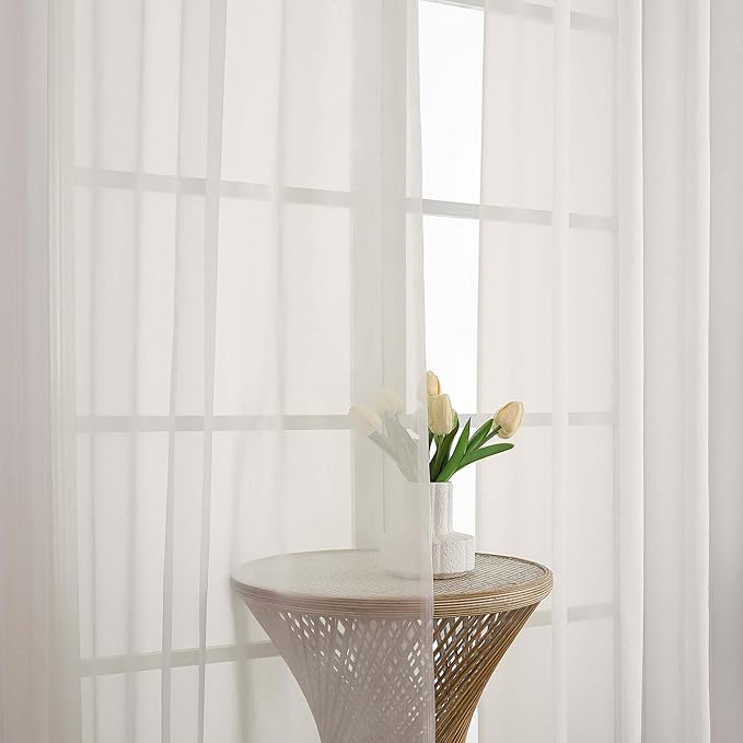 OVZME Ivory Sheer Curtains 120 Inches Long 2 Panels Set, 59 Inch Extra Wide Soft Airy Lightweight Sheer Ivory Curtains for Living Room, Farmhouse Voile Filmy Rod Pocket Drapes, 59Wx120L Inches