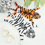 Tiger Print Rug Animal Printed Small Area Rugs Faux Cowhide Skin Leather Nonslip Personalized Bath Carpet Cartoon Rug Bedroom Office Living Room Floor Mat 2.6x1.8Ft/32.2inx21.4in