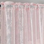 YJ YANJUN Vintage Lace Curtains 84 Inches Long- Pretty Pastel Floral Pink Sheer Curtain Panels for Living Room Girl Bedroom,Light Filtering, Cute Princess Girls Room Drapes 2 Panels 52W x 84L