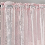YJ YANJUN Vintage Lace Curtains 84 Inches Long- Pretty Pastel Floral Pink Sheer Curtain Panels for Living Room Girl Bedroom,Light Filtering, Cute Princess Girls Room Drapes 2 Panels 52W x 84L