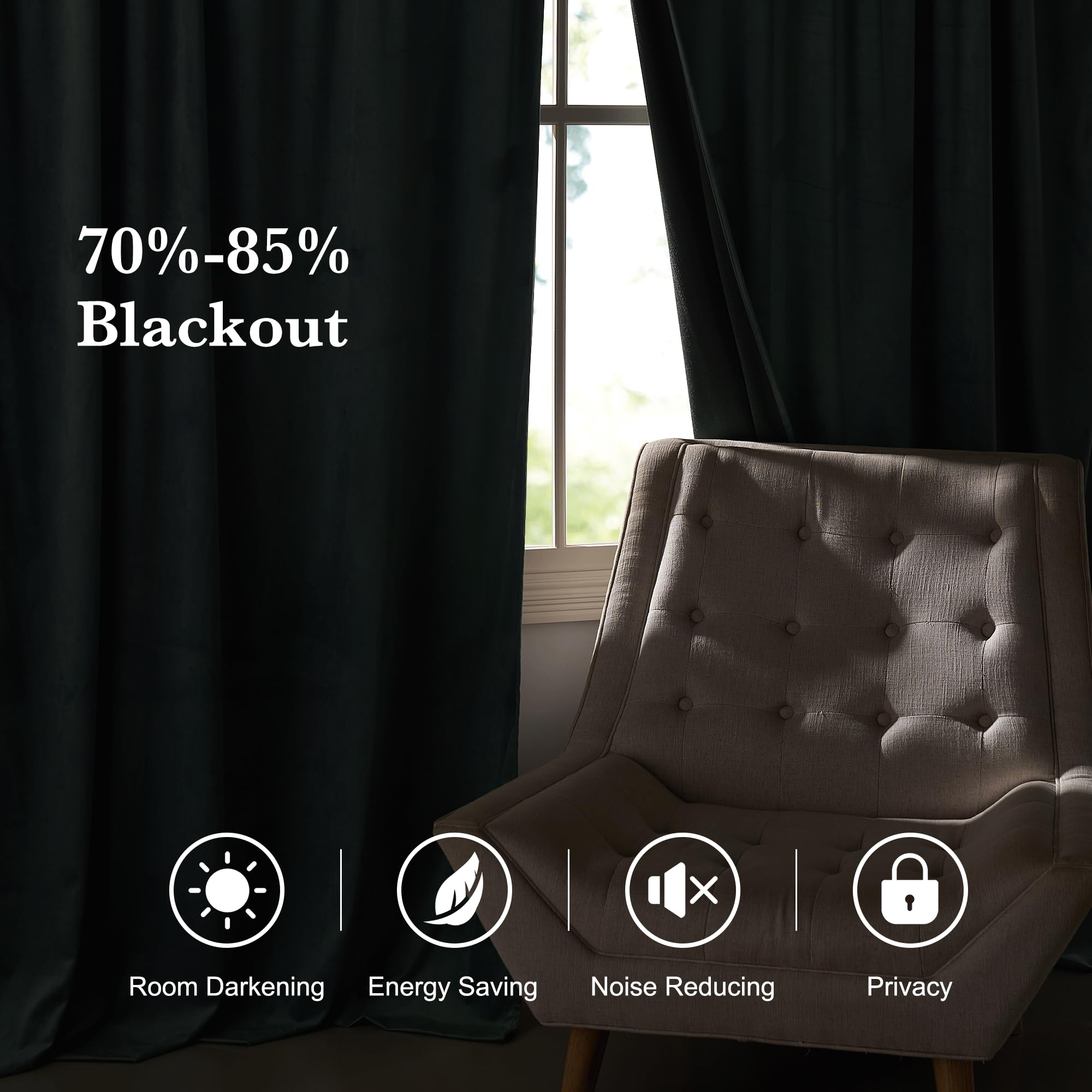 RYB HOME Velvet Curtains 102 inches Long, Extra Long High Ceiling Curtains