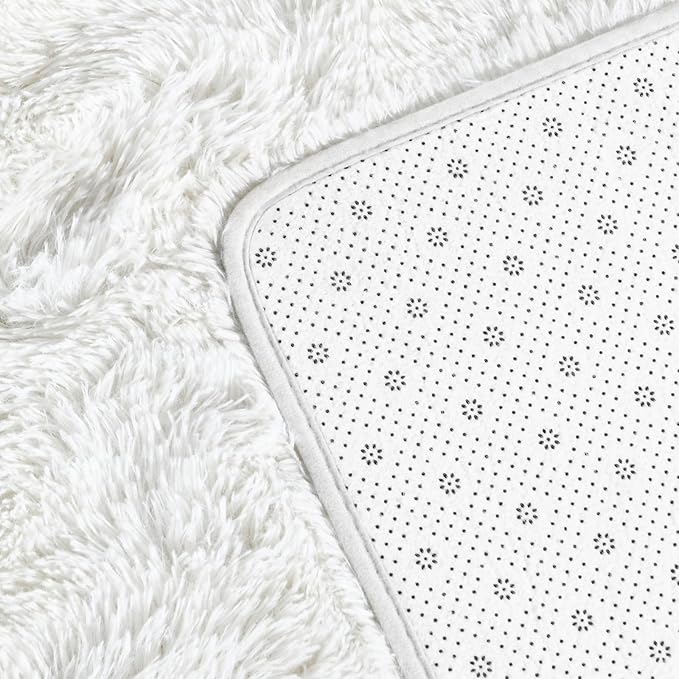 Deerhoo Large Shag Area Rugs 9 x 12, Plush Fuzzy Rugs for Living Room, Ultra Soft Fluffy Furry Rug for Bedroom, Indoor Carpet Nursery Rugs for Kids Room Home Decor, Cream White