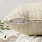 MIULEE Pack of 2 Lumbar Couch Throw Pillow Covers 20x12 Inch Neutral Cream Modern Boho Accent Decorative Pillow Covers Soft Chenille Farmhouse Cushion Covers for Home Decor Bed Sofa Living Room
