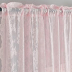 YJ YANJUN Vintage Lace Curtains 108 inches Long 2 Panels Cute Floral Pink Sheer Curtains for Sliding Door Backdrops Romantic Pricess Baby Girl Room Decor Light Filtering 52 x 108 Inch Light Pink