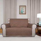 PureFit Reversible Quilted Sofa Cover, Water Resistant Medium Slipcover Furniture Protector, Washable Couch Cover with Non Slip Foam and Elastic Straps for Kids, Dogs, Pets (Loveseat, Brown/Beige)