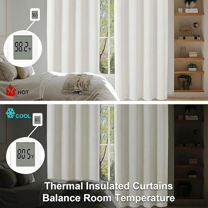 Simplebrand Ava Light Beige Short 36 Inches Light Filtering Curtain 2 Panels Set, Half Window Rod Pocket Privacy Curtain Tiers for Kitchen, Curtains for Bathroom Shades, W40 x L36 Inch, Light Beige