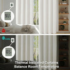 Simplebrand Ava Light Beige Light Filtering Curtains for Bedroom 72 Inch Length 2 Panels Set, Privacy Thermal Insulated Rod Pocket Door Window Curtains for Patio French Door Front Door, W40 x L72 Inch