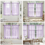 MIULEE Light Purple Sheer Curtains 63 Inches Long, 4 Panels Set, Lavender Light Filtering Rod Pocket Voile Drapes for Living Room and Bedroom, Airy Soft Fabric Window Treatments, 42 x 63 Inches