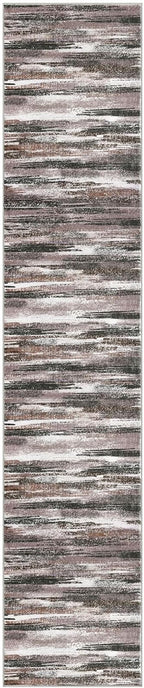 Lansny Modern Abstract Runner Rug 2x10, Dark Light Brown White Washable Long Kitchen Runner Non-Slip Soft Hallway Rug Runner Thin Print Faux Wool Carpet for Entryway Bedroom Laundry Room Indoor