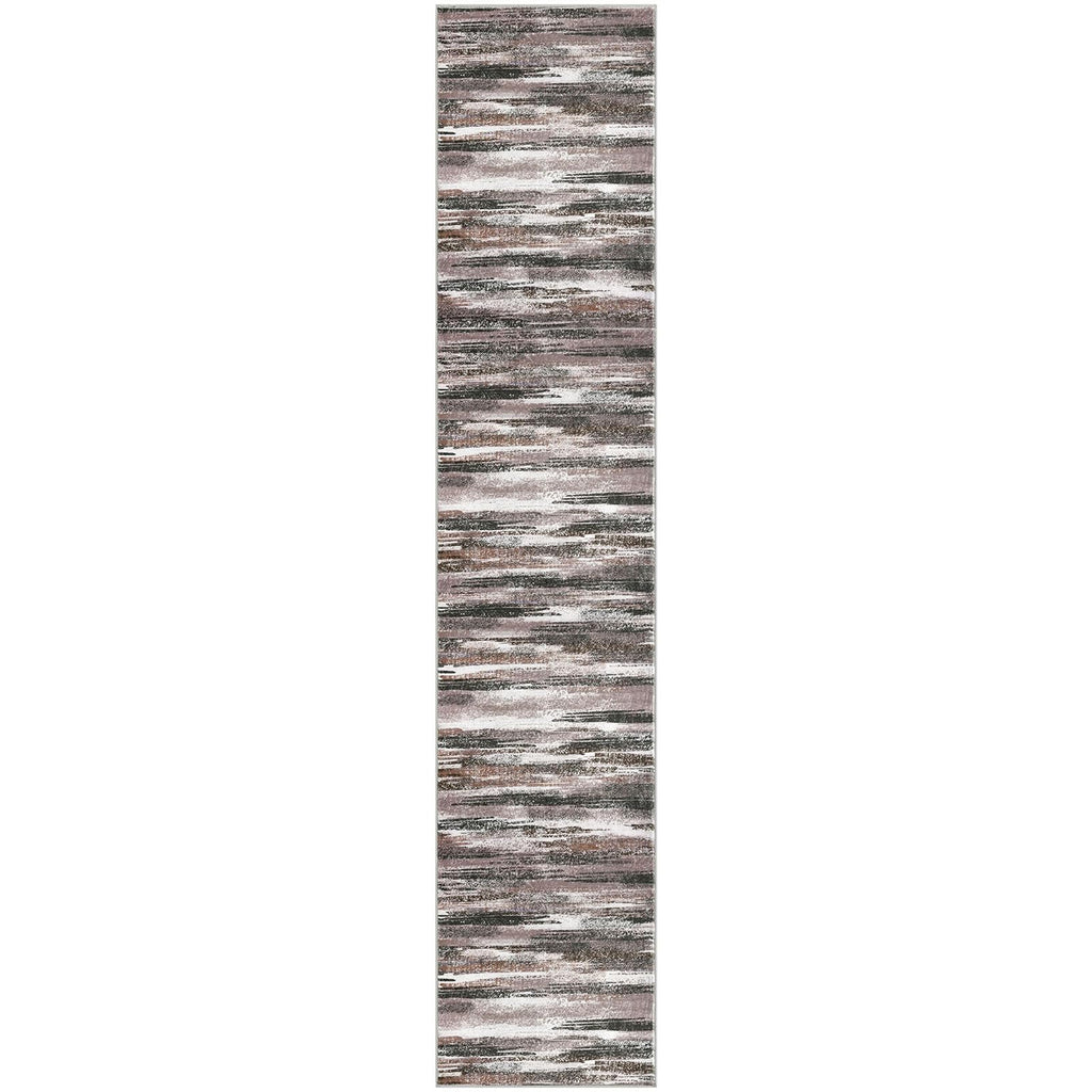 Lansny Modern Abstract Runner Rug 2x10, Dark Light Brown White Washable Long Kitchen Runner Non-Slip Soft Hallway Rug Runner Thin Print Faux Wool Carpet for Entryway Bedroom Laundry Room Indoor