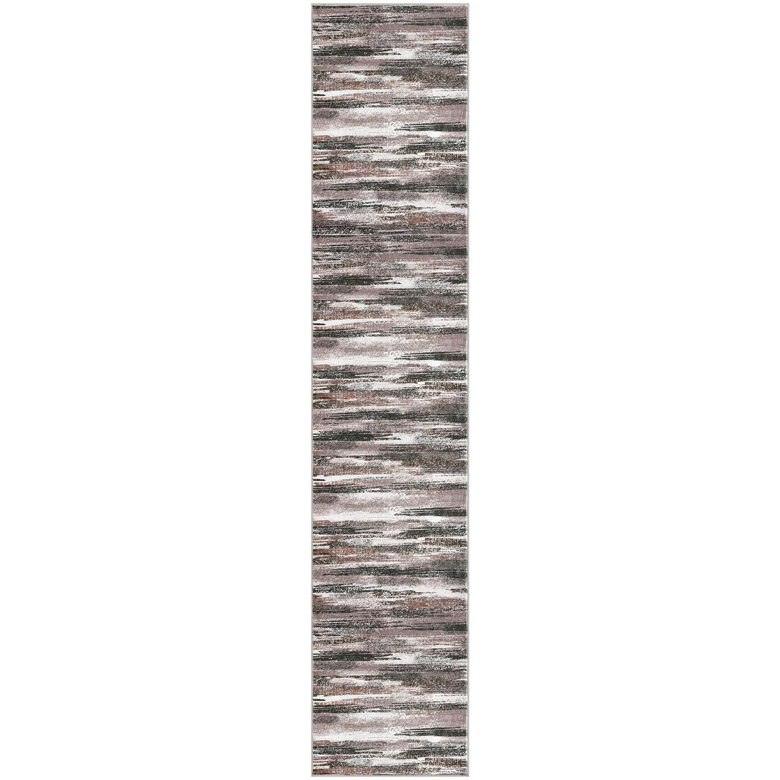 Lansny Modern Abstract Runner Rug 2x10, Dark Light Brown White Washable Long Kitchen Runner Non-Slip Soft Hallway Rug Runner Thin Print Faux Wool Carpet for Entryway Bedroom Laundry Room Indoor