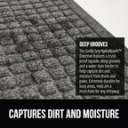 GORILLA GRIP® Ultra Absorbent Front Door Mat Outside Entrance, 47x35, Traps Dirt and Moisture, HydroABSORB Indoor Outdoor Doormat Holds Up to 6 Cups Water, Stain and Fade Resistant Welcome Mat, Grey