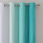 Estelar Textiler Teal and Grayish White Blackout Curtains for Living Room, Ombre Thermal Insulated Noise Reducing Blackout Drapes for Bedroom, Full Room Darkening Grommet Curtains, 52Wx84L, 2 Panels