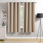 MIULEE 2 Panels Blackout Velvet Curtains Solid Soft Grommet Camel Beige Curtains Thermal Insulated Soundproof Room Darkening Curtains/Drapes/Panels for Living Room Bedroom 52 x 63 Inch