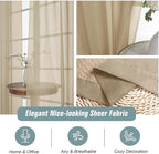 Taupe Window Sheer Curtains 45 Inches Length, Voile Short Curtains for Living Room Bedroom, Modern Soft Window Drapes 2 Panels Set, Top Dual Rod Pocket Design, 2x42Wx45L Inches