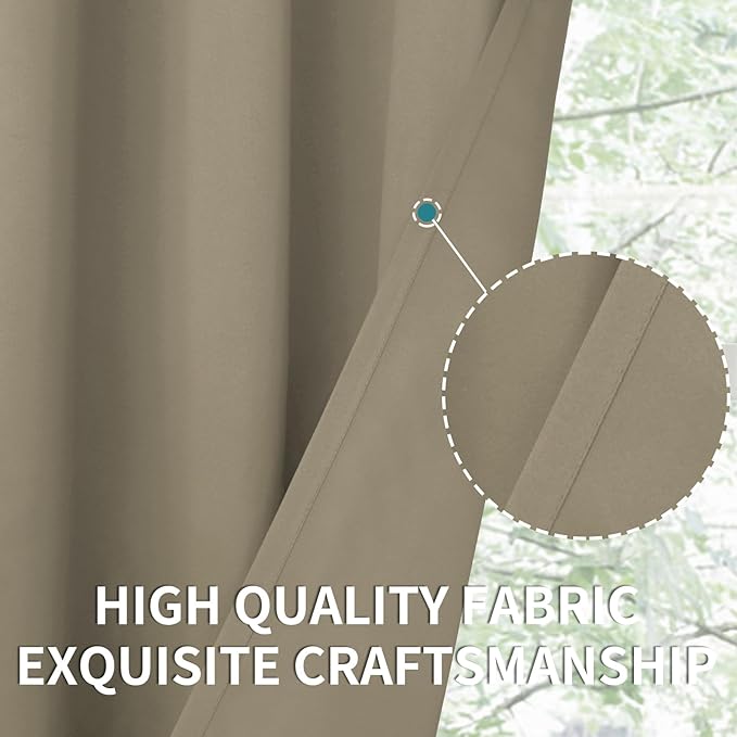 BGment Room Darkening Curtains 45 Inches Long - Grommet Thermal Insulated Drapes Window Treatment Curtains for Bedroom, 2 Panels, 52 x 45 Inch, Cocoa