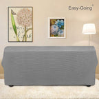 Easy-Going Stretch Sofa Slipcover 1-Piece Sofa Cover Furniture Protector Couch Soft with Elastic Bottom for Kids, Polyester Spandex Jacquard Fabric Small Checks (Sofa, Light Gray)