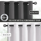 Yakamok 100% Blackout Curtains 38x63 inch Length Charcoal Grey-Bedroom