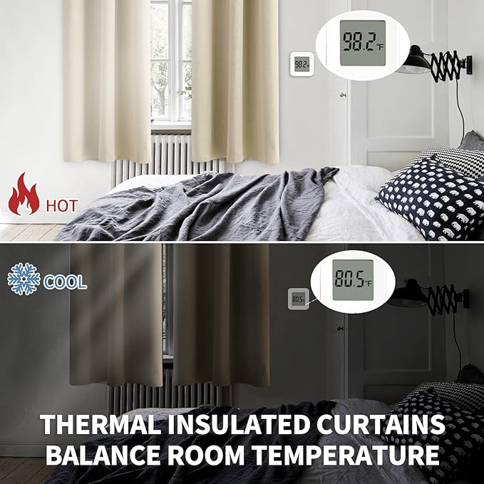 BGment Room Darkening Curtains 120 Inches Long - Grommet Thermal Insulated Drapes Window Treatment Curtains for Bedroom, 2 Panels, 52 x 120 Inch, Beige
