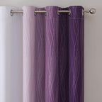 Estelar Textiler Purple and Greyish White Blackout Curtains 45 Inch Length, Light Blocking Gradient Drapes for Kitchen, Thermal Insulated Grommet Ombre Curtains for Bathroom,52Wx45L,2 Panels
