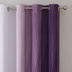 Purple and Greyish White Ombre Blackout Curtains for Bedroom 45 Inches Long