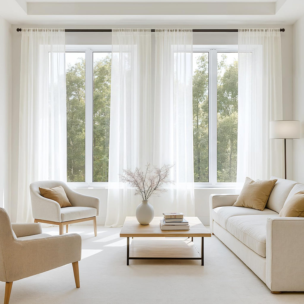 MIULEE Ivory Sheer Curtains 72 Inches Long 4 Panels 42 x 72 Inches