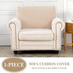Couch Cushion Cover Seat Cushion Cover Stretch Armchair Cover Separate Sectional Sofa Slipcovers Furniture Protector(1 Piece for Seat or Sofa Backrest, Natural)