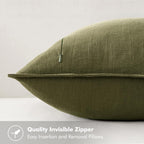 MIULEE Decorative Linen Pillow Covers 18x18 Inch Green