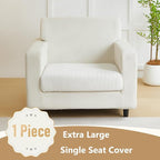Couch Cushion Covers for Sofa Couch Covers Wear-Resistant Universal Sofa Cover Washable Stretch for Sectional Slipcovers (Texture-Cream White,Extra Large Single Seat Cover)