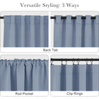 PONY DANCE Short Blackout Curtains Set - Nursery Short Curtain Panels Thermal Insulated Window Treatments Back Tab/Rod Pocket Light Blocking for Bedroom, 42 Wide 45 Long, Pigeon Blue, 2 Panels