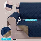 U-NICE HOME Reversible Sofa Cover Couch Cover for Dogs, Navy/Taupe
