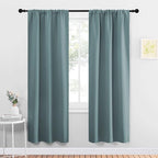 NICETOWN Greyish Blue Blackout Curtains Panels for Window, Thermal Insulated Rod Pocket Blackout Drapes/Draperies for Living Room (2 Panels, W34 x L72 inches)